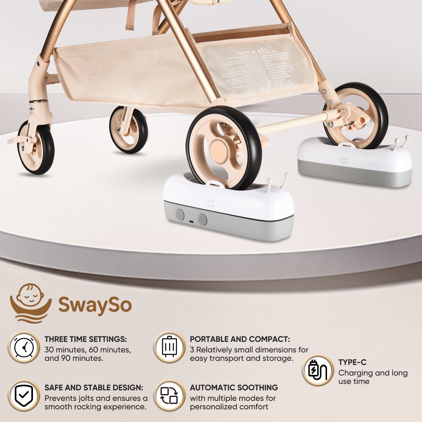 SwaySo: The intelligent Stroller Rocker-Smart Soothing, Effortless Living.