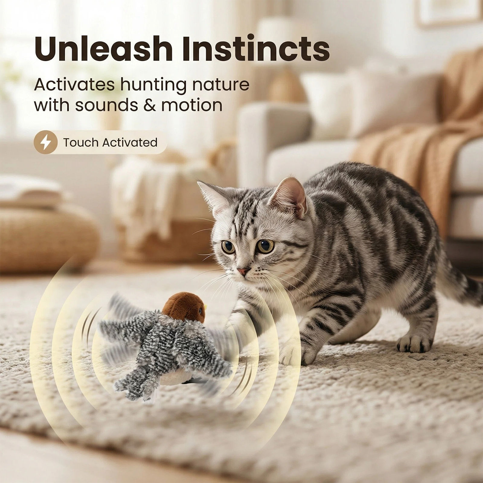 FurSo Pounce Bird interactive cat toy product packaging and contents