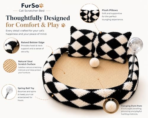 FurSo cat scratcher bed in modern living room setting