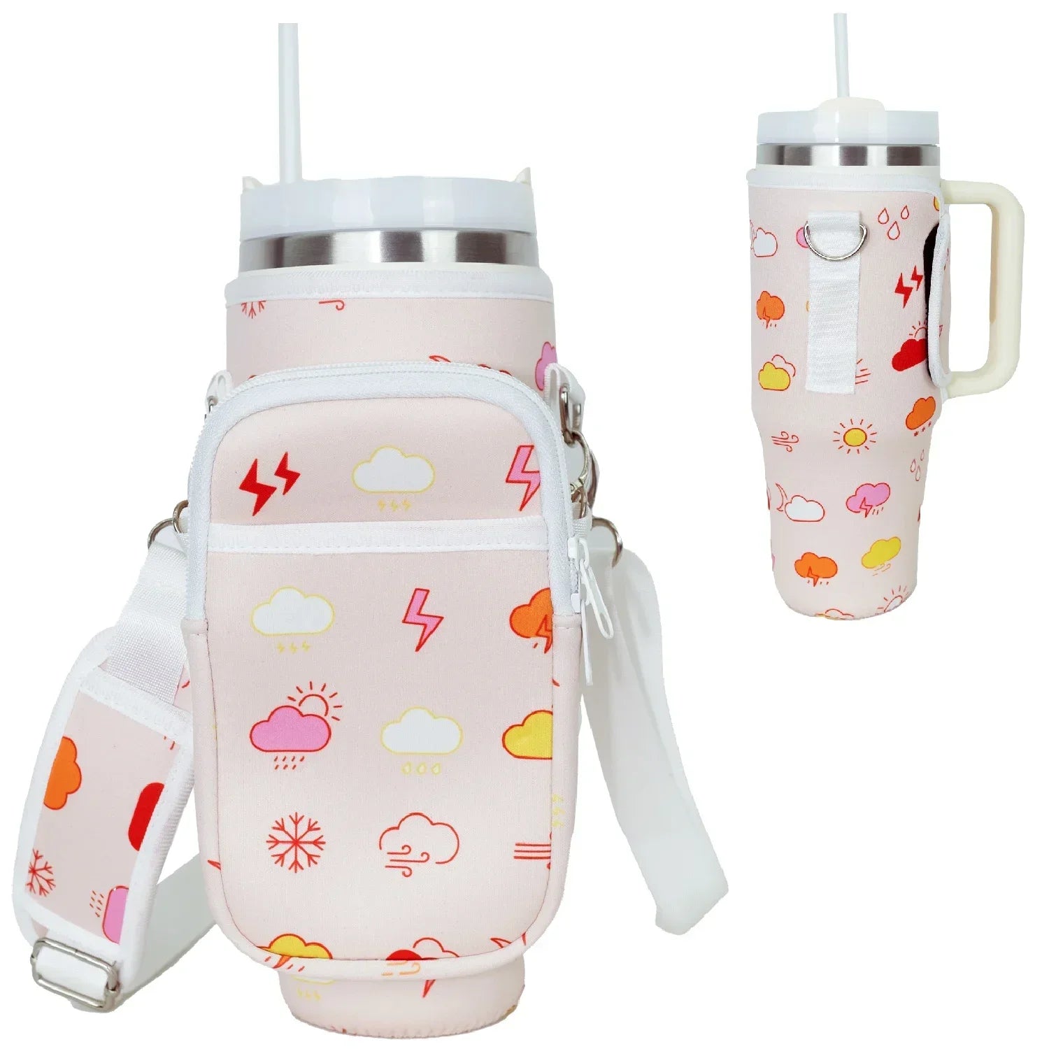 Bottle Carrier Bag for Stanley Cup with Adjustable Strap, Phone & Card Bag,