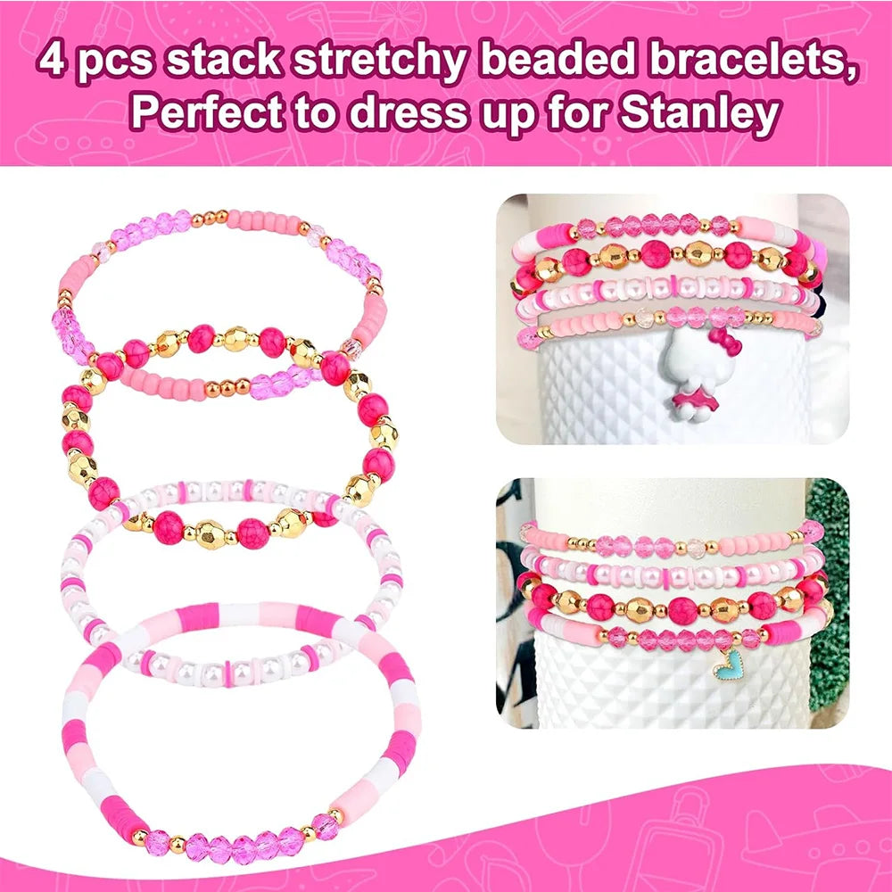 Bracelets for Stanley Cup Accessories, 4Pcs Bracelet Stack Charms for Stanley 40 oz&30 oz Tumbler with Handle