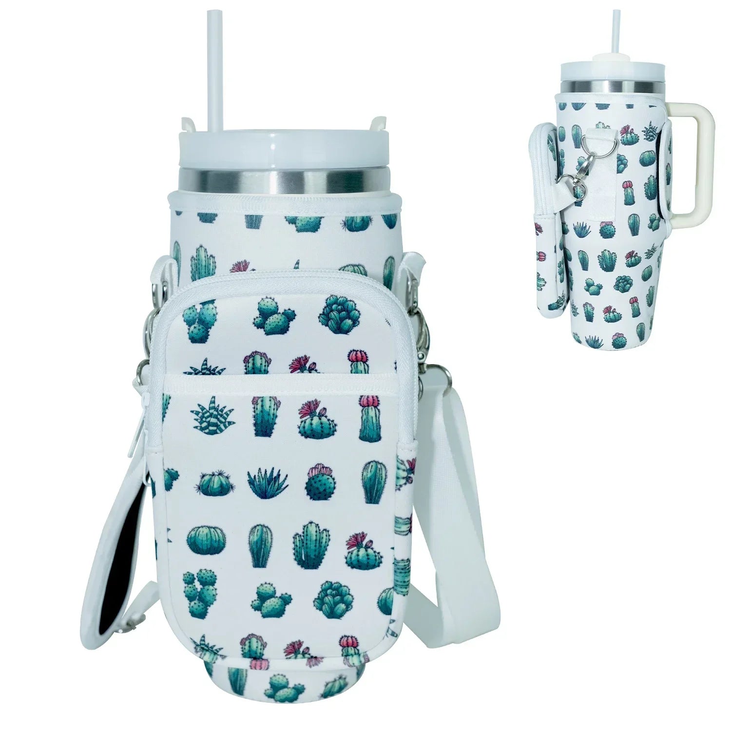 Bottle Carrier Bag for Stanley Cup with Adjustable Strap, Phone & Card Bag,