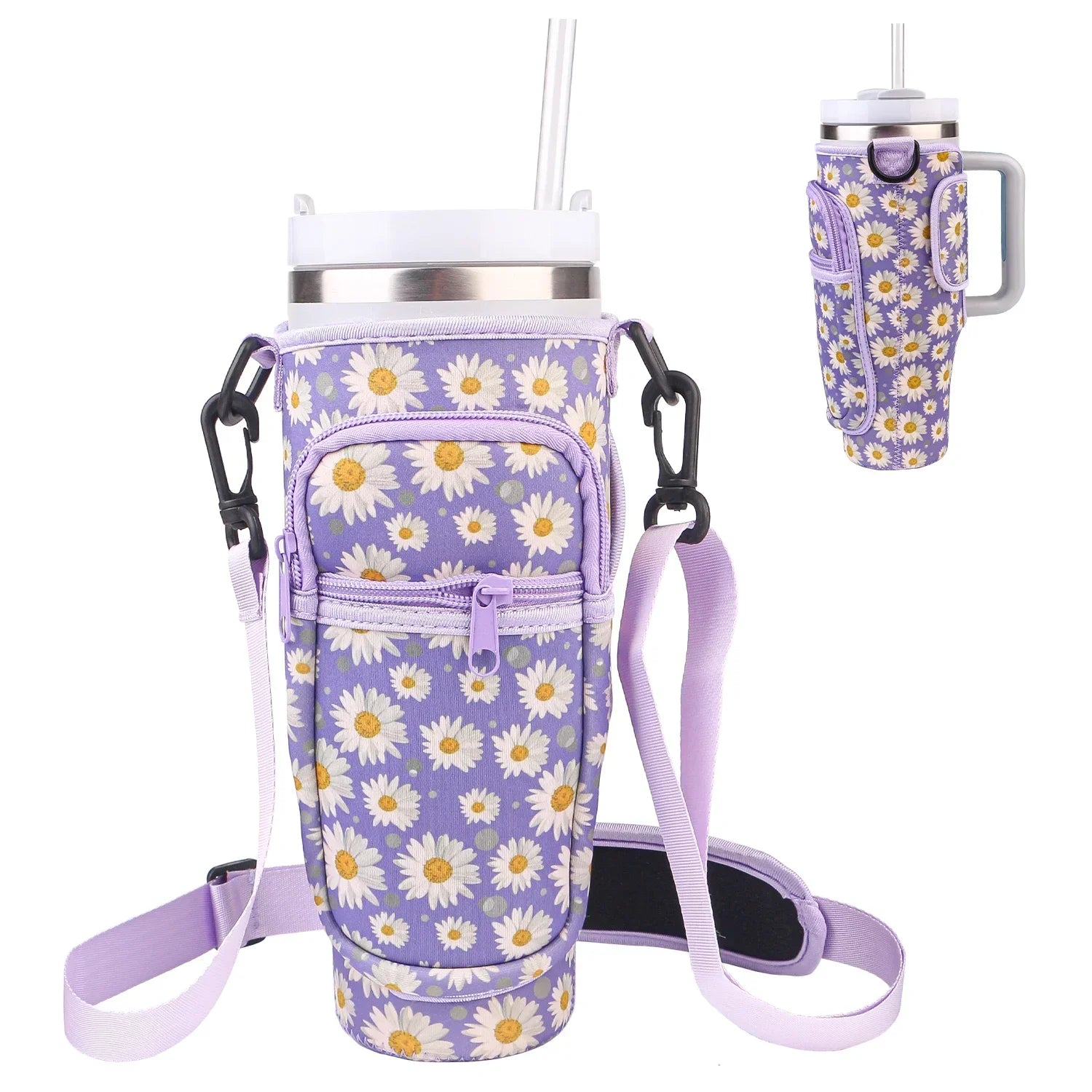 Bottle Carrier Bag for Stanley Cup with Adjustable Strap, Phone & Card Bag,