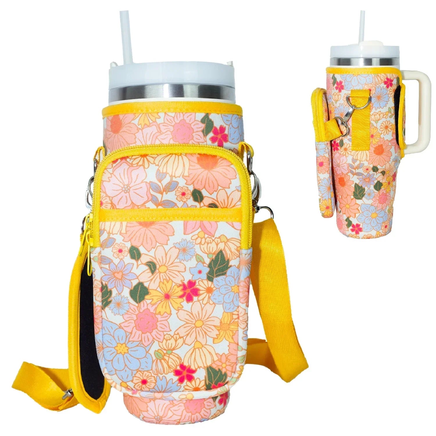 Bottle Carrier Bag for Stanley Cup with Adjustable Strap, Phone & Card Bag,