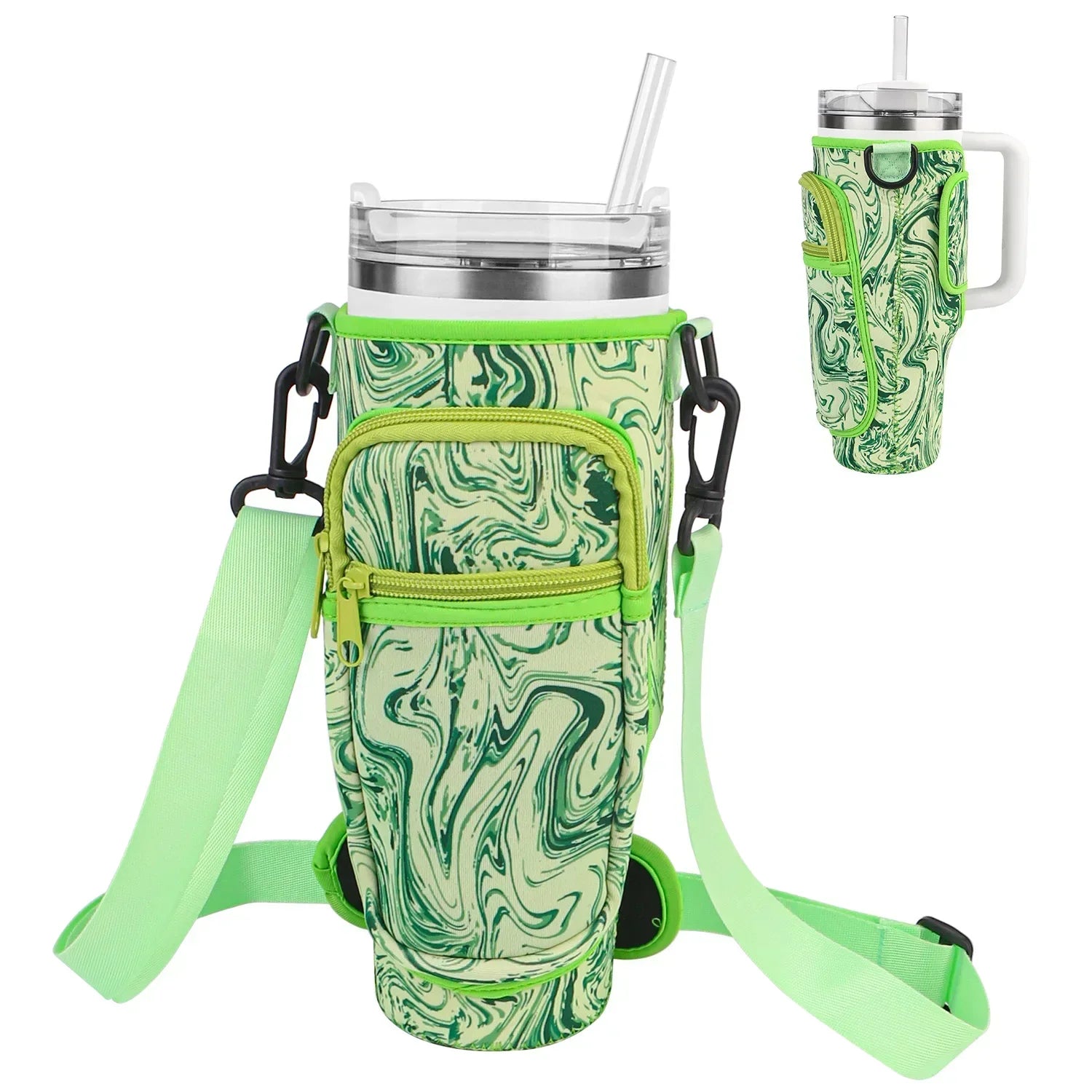 Bottle Carrier Bag for Stanley Cup with Adjustable Strap, Phone & Card Bag,