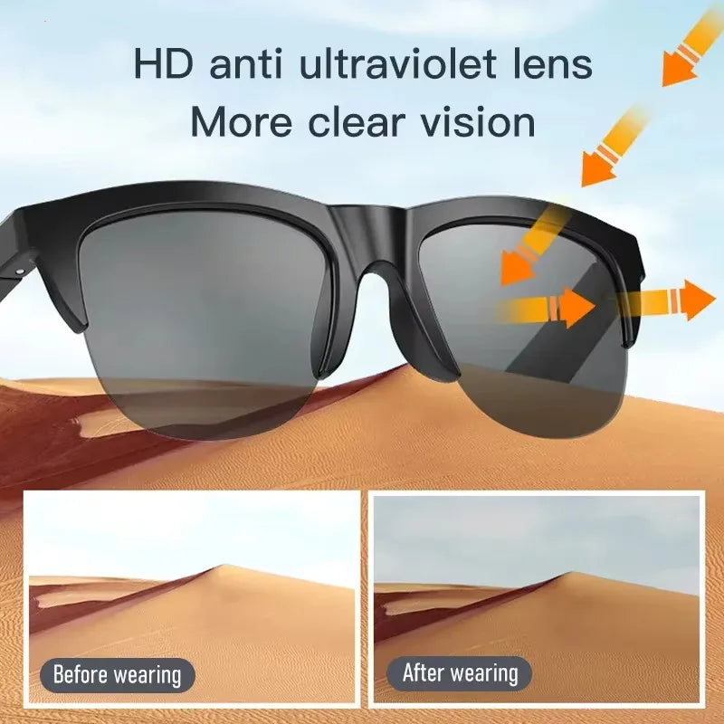 Smart Sunglasses with Bluetooth Call Headphones