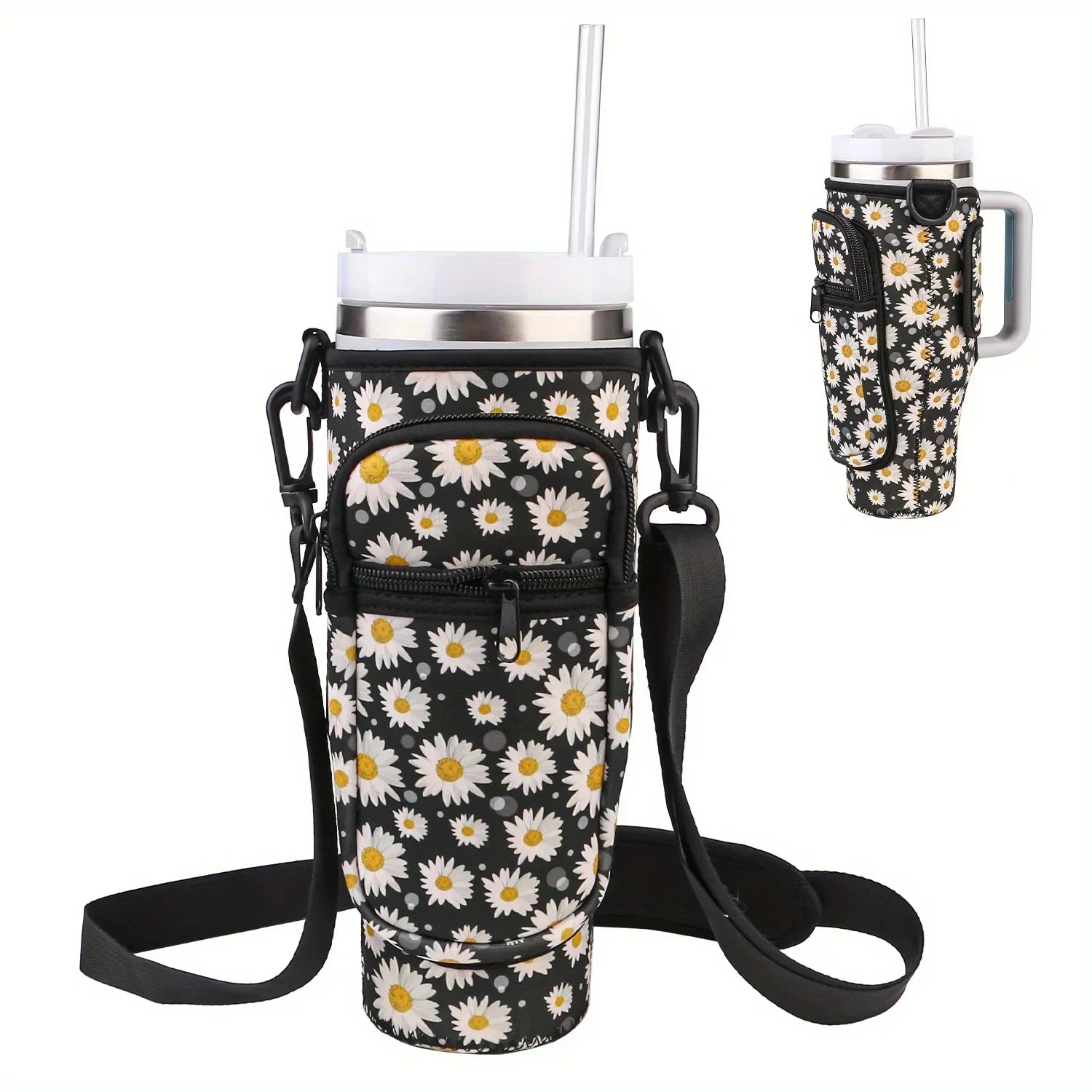 Bottle Carrier Bag for Stanley Cup with Adjustable Strap, Phone & Card Bag,