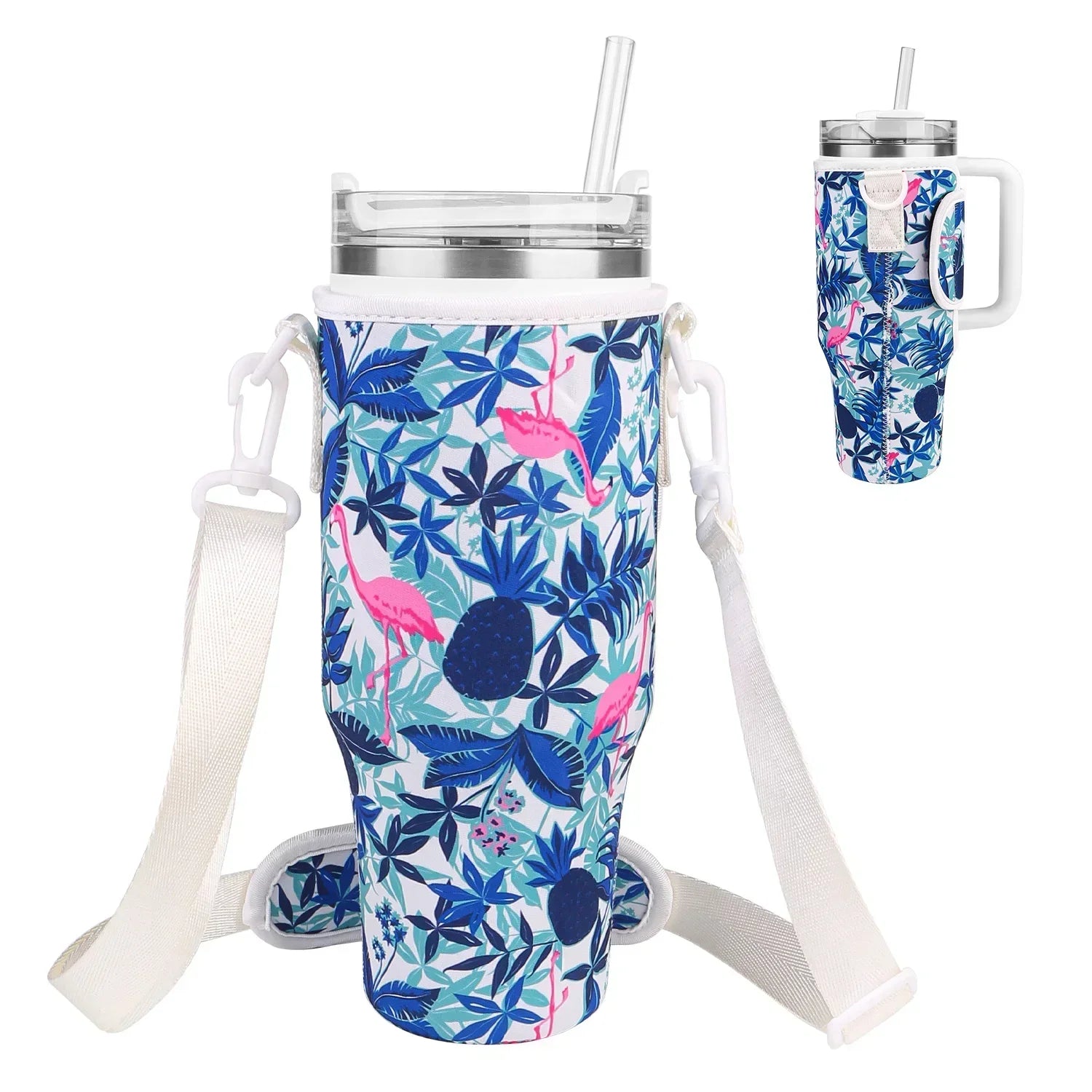 Bottle Carrier Bag for Stanley Cup with Adjustable Strap, Phone & Card Bag,