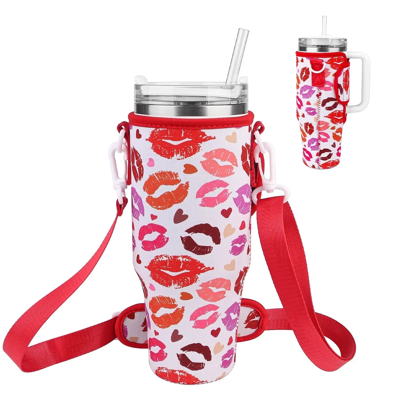 Bottle Carrier Bag for Stanley Cup with Adjustable Strap, Phone & Card Bag,