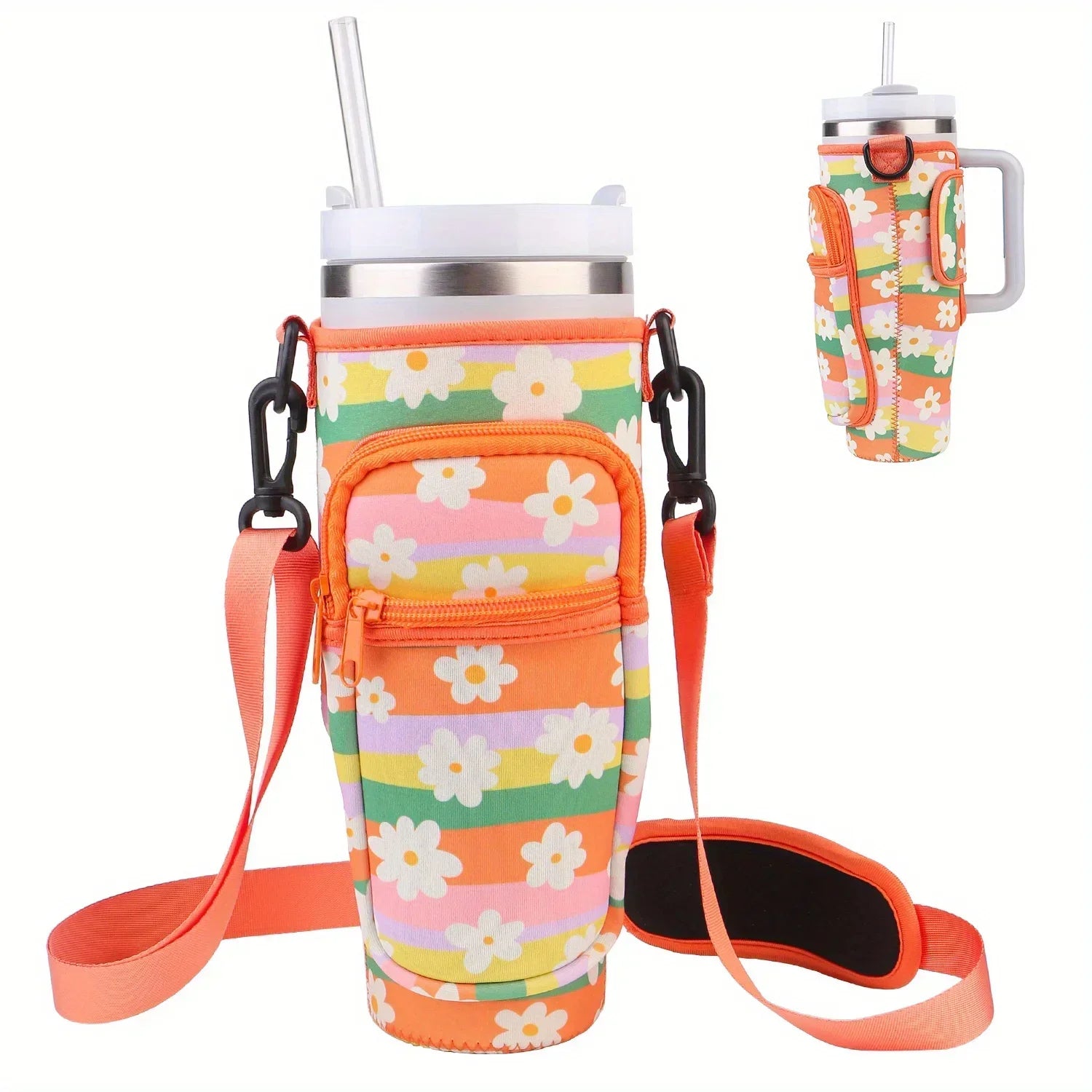 Bottle Carrier Bag for Stanley Cup with Adjustable Strap, Phone & Card Bag,