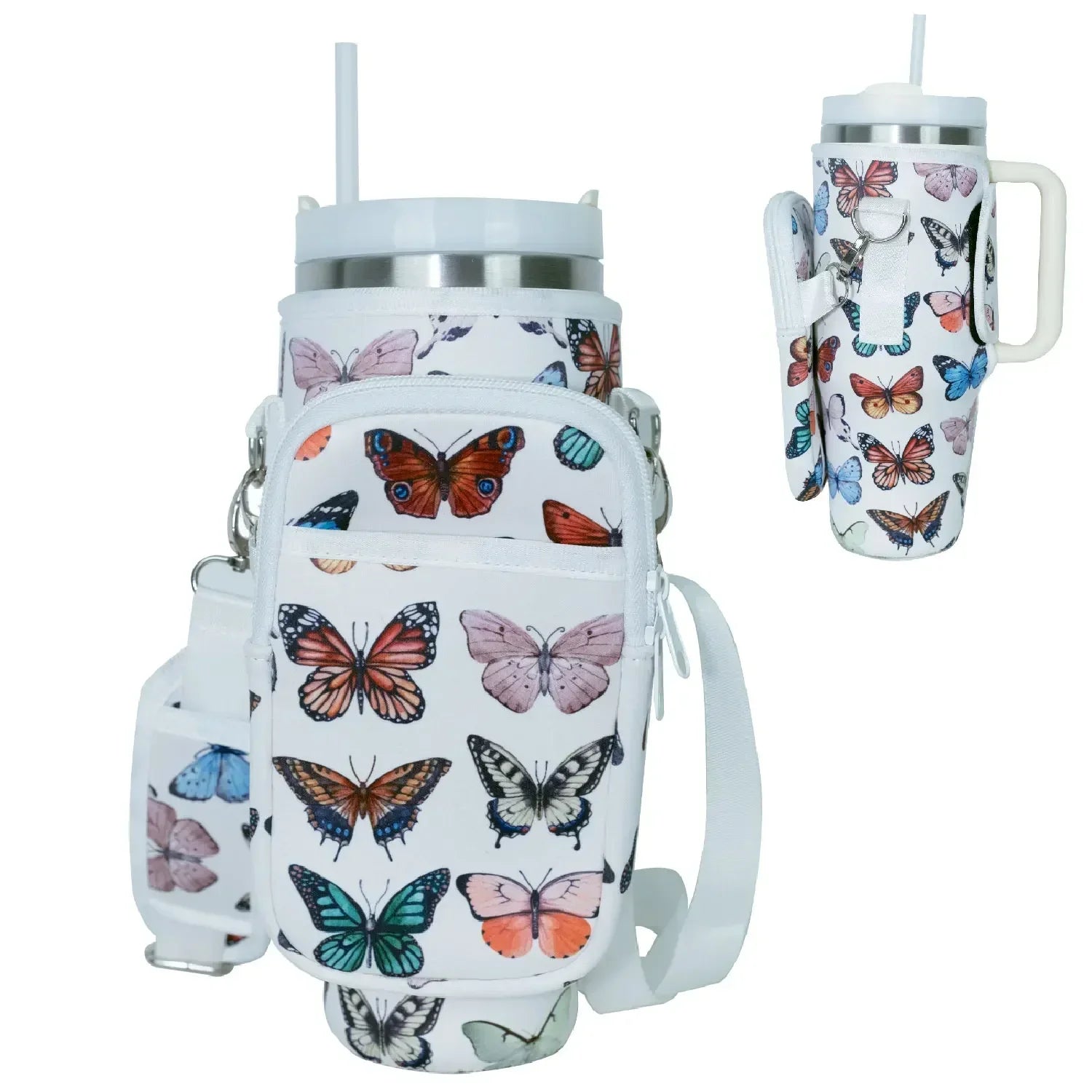 Bottle Carrier Bag for Stanley Cup with Adjustable Strap, Phone & Card Bag,