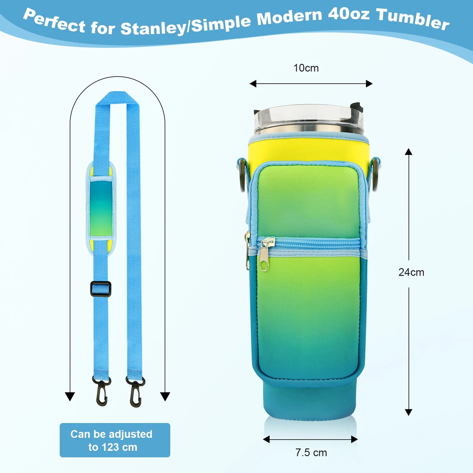 Water Bottle Carrier Bag with Strap for Stanley 40 oz Tumbler
