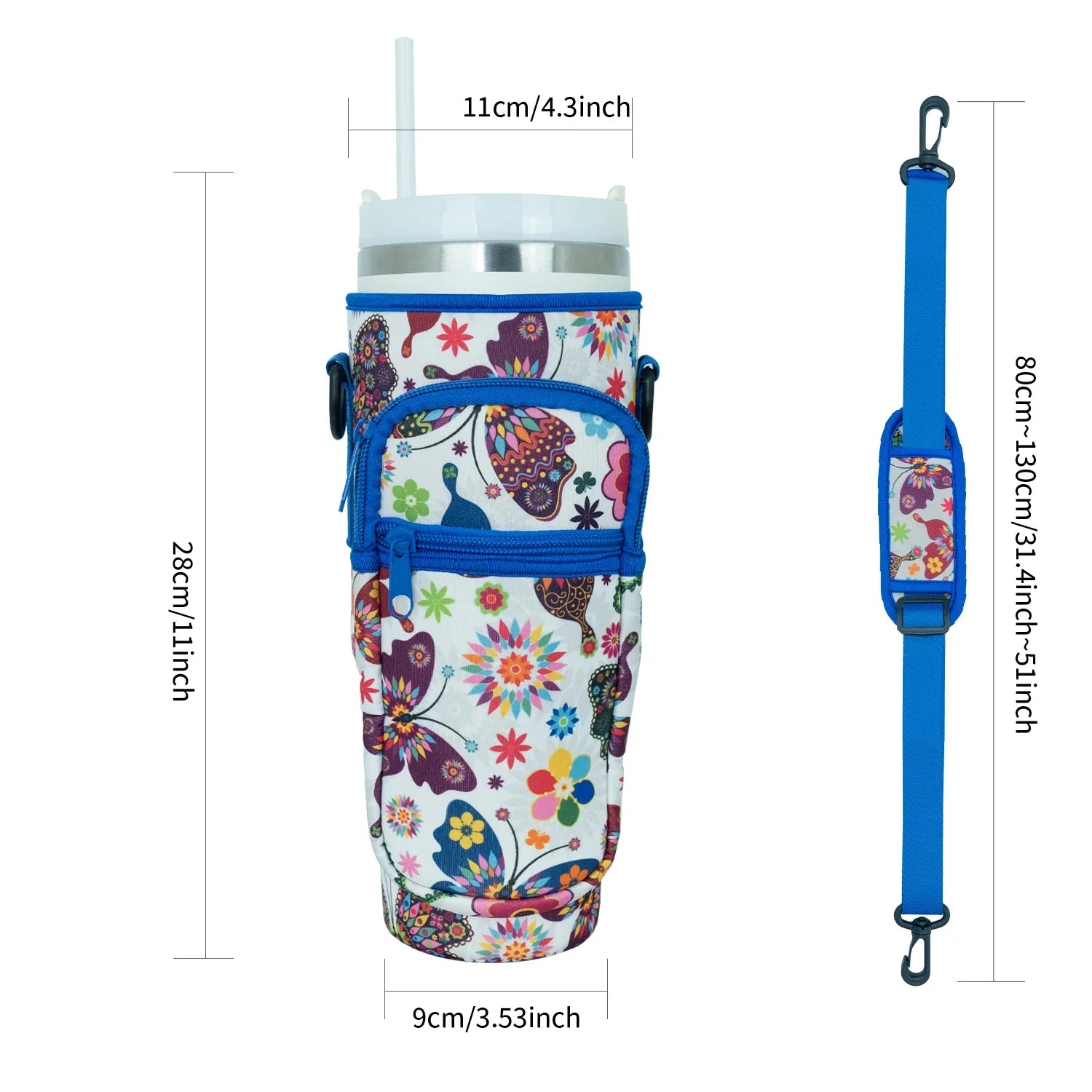 Bottle Carrier Bag for Stanley Cup with Adjustable Strap, Phone & Card Bag,
