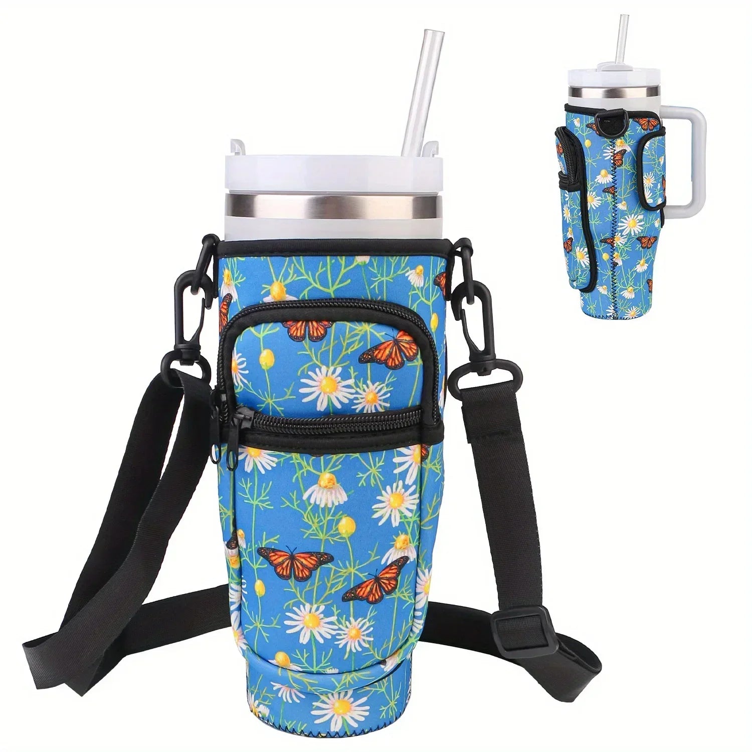 Bottle Carrier Bag for Stanley Cup with Adjustable Strap, Phone & Card Bag,