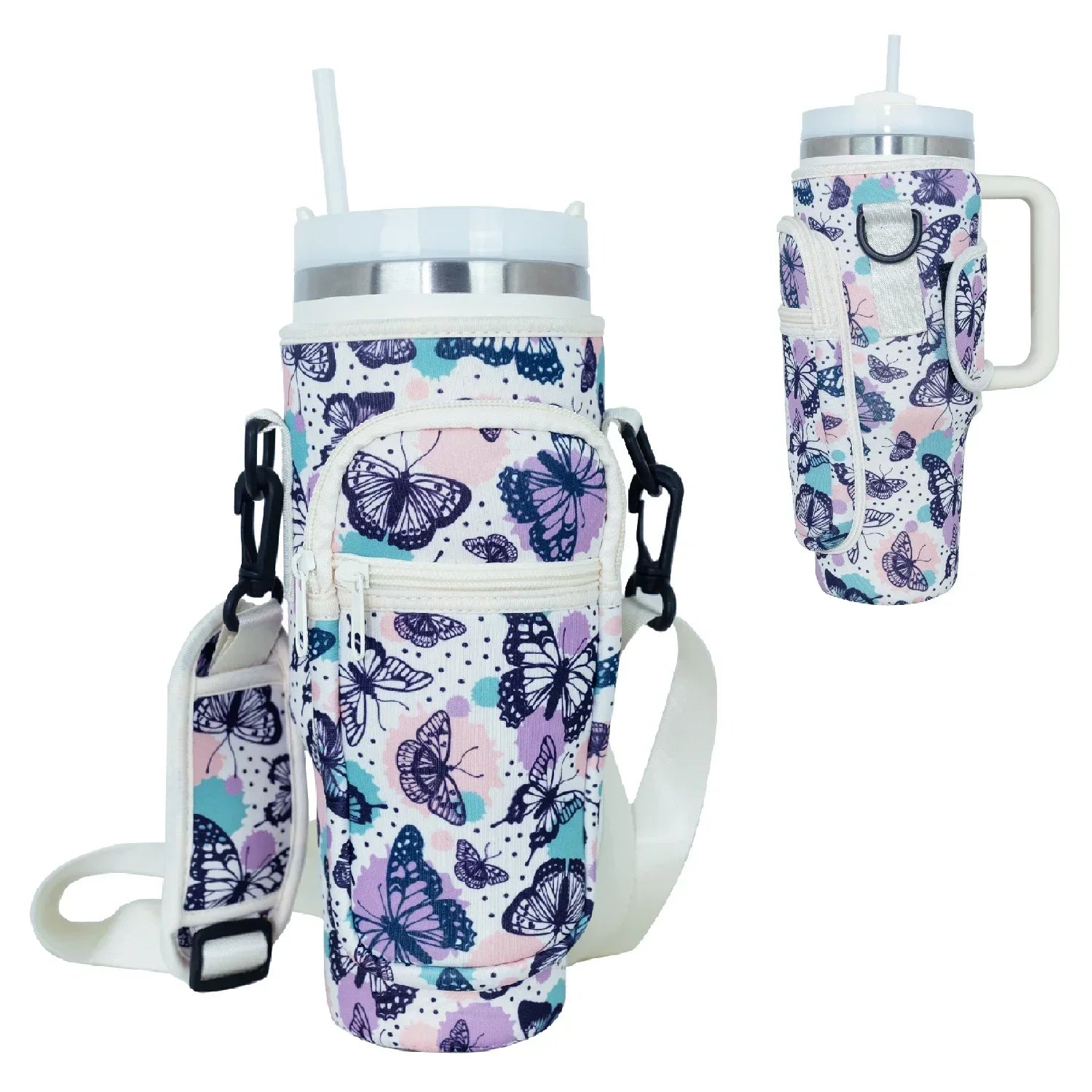 Bottle Carrier Bag for Stanley Cup with Adjustable Strap, Phone & Card Bag,