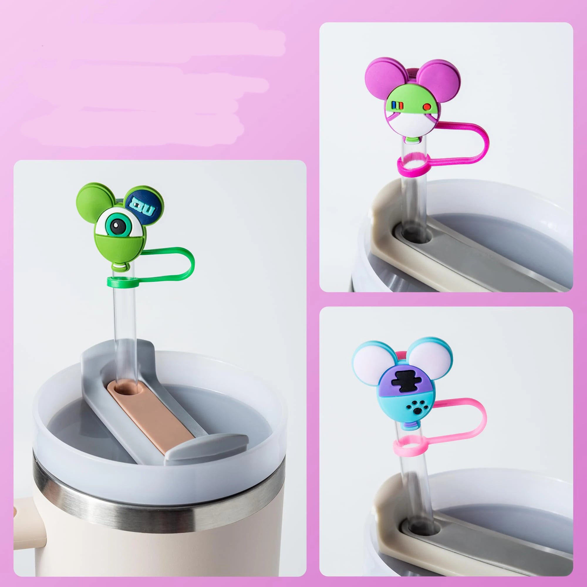 8 Pieces Cute Mice Straw Covers for Stanley Cup, 0.4in/10mm