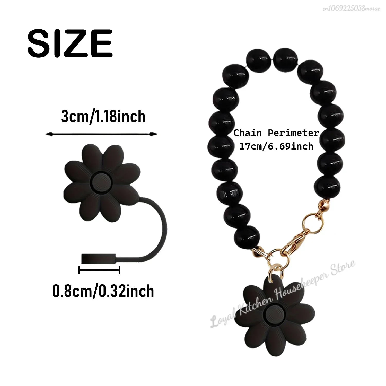 2 Pieces Black Flower Straw Covers Toppers for Stanley Cups 30&40 Oz Tumbler