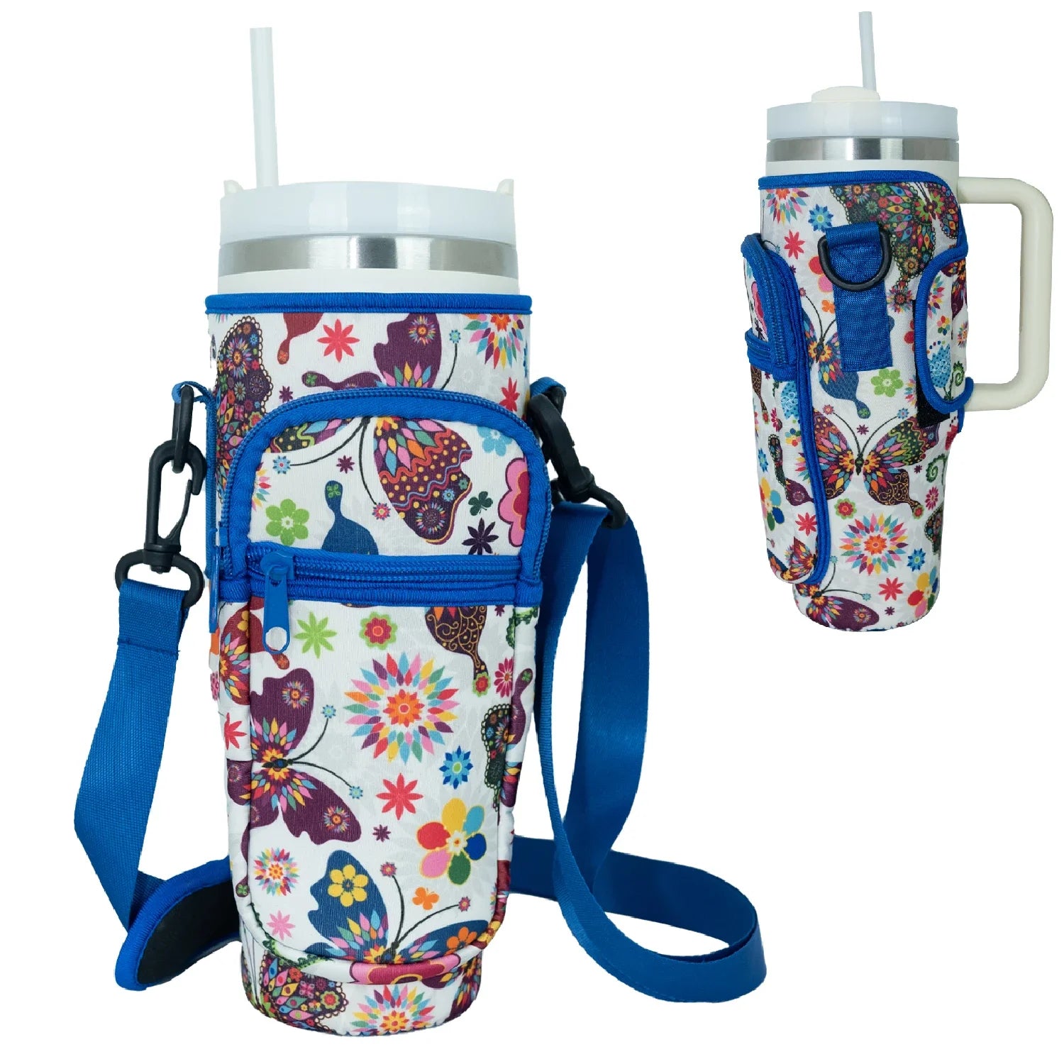 Bottle Carrier Bag for Stanley Cup with Adjustable Strap, Phone & Card Bag,