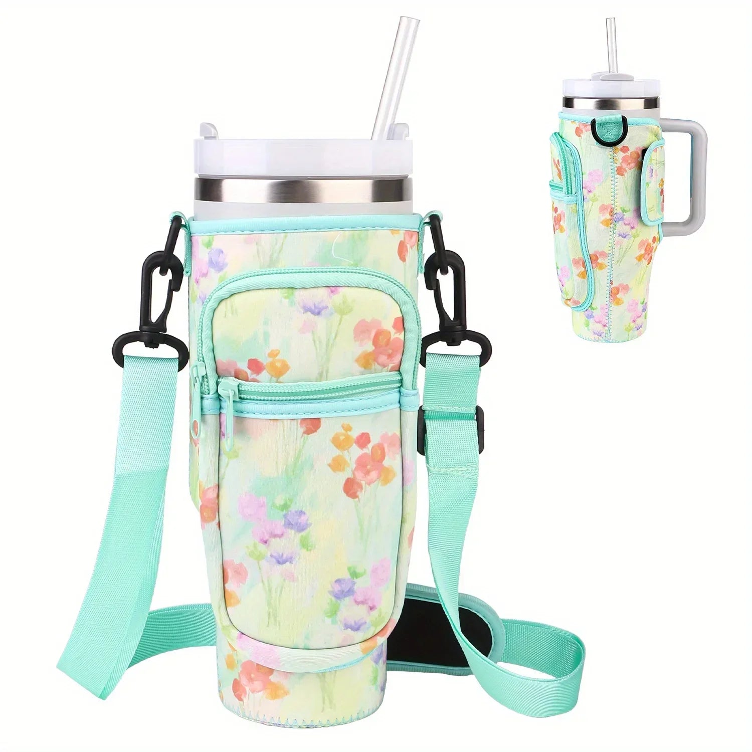 Bottle Carrier Bag for Stanley Cup with Adjustable Strap, Phone & Card Bag,